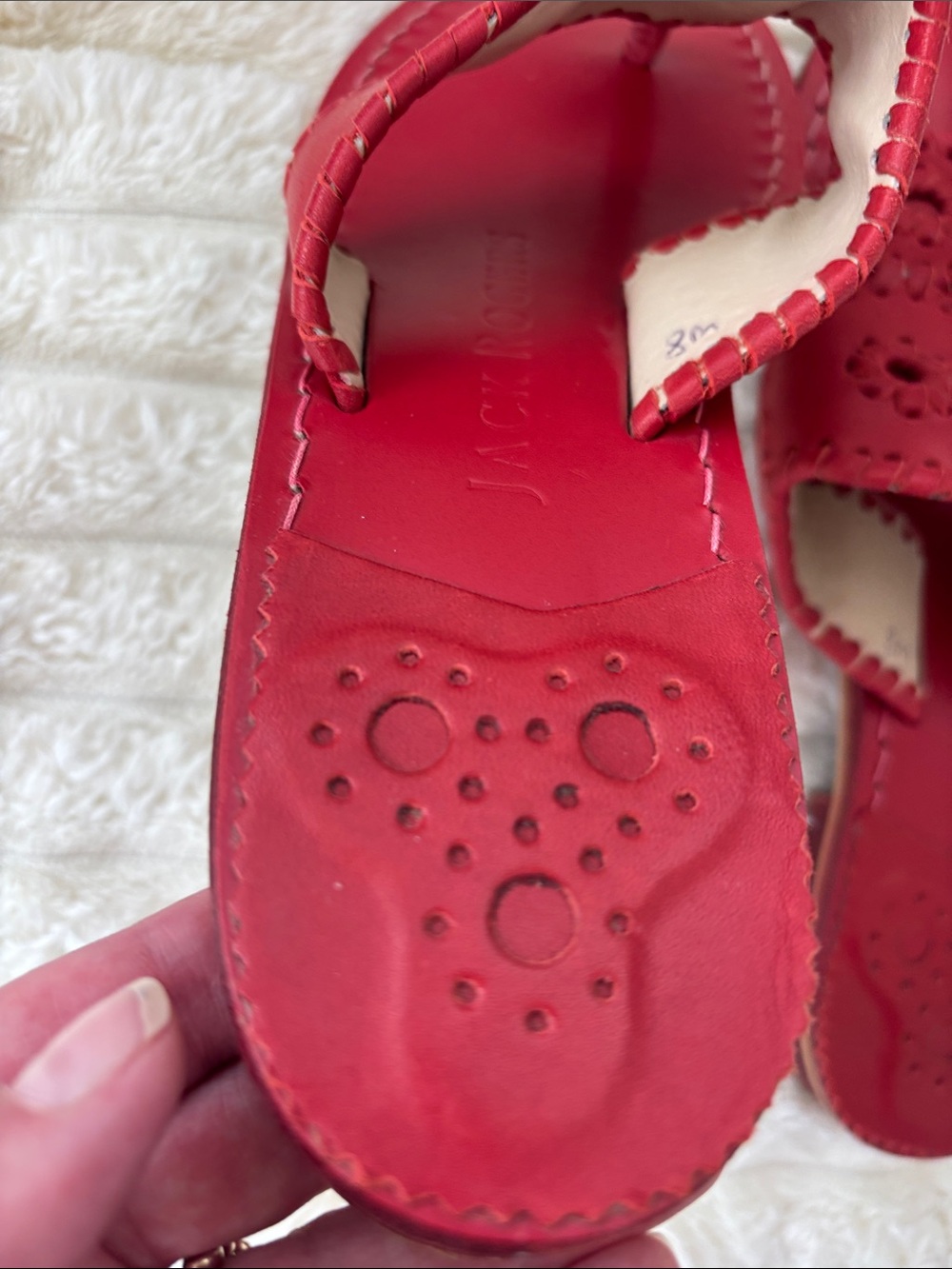 Jack Rogers Red Leather Slide Sandals - Picture 2 of 6